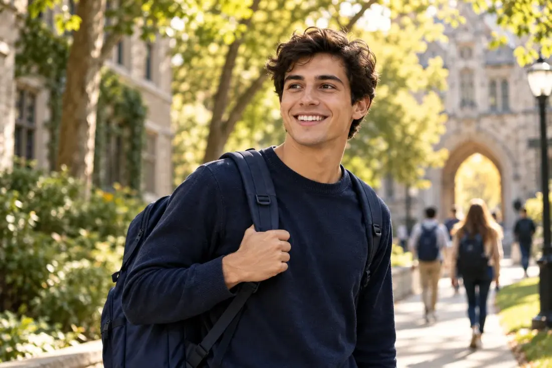 A student exploring campus
